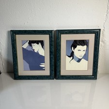 Patrick Nagel 1980's Retro Style Female Portraits Glass Framed Print Pop Art