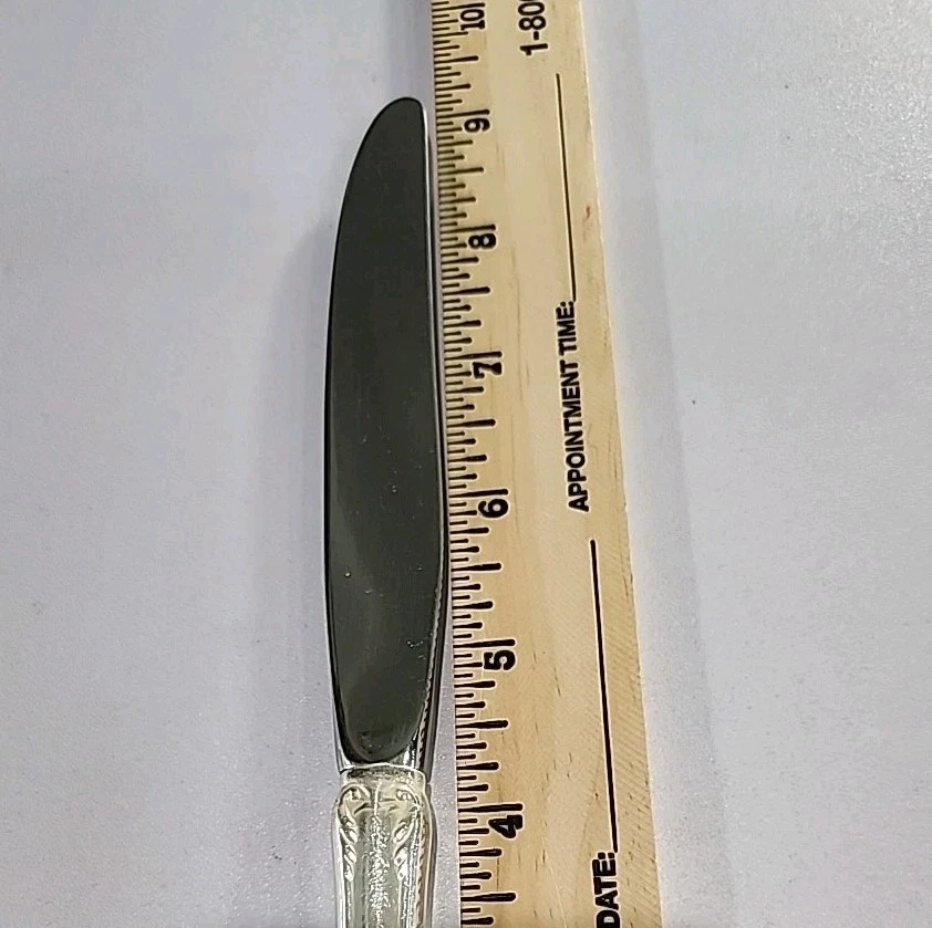 10 cuchillos de cena huecos Reed & Barton Dresden Rose plateados estela de espejo de colección Foto 3 de 4