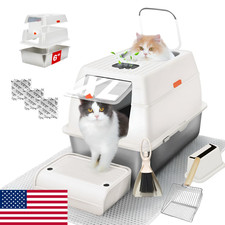 XL Stainless Steel Litter Box w/ Lid, Enclosed, 6" Deep, Leak-Proof Metal