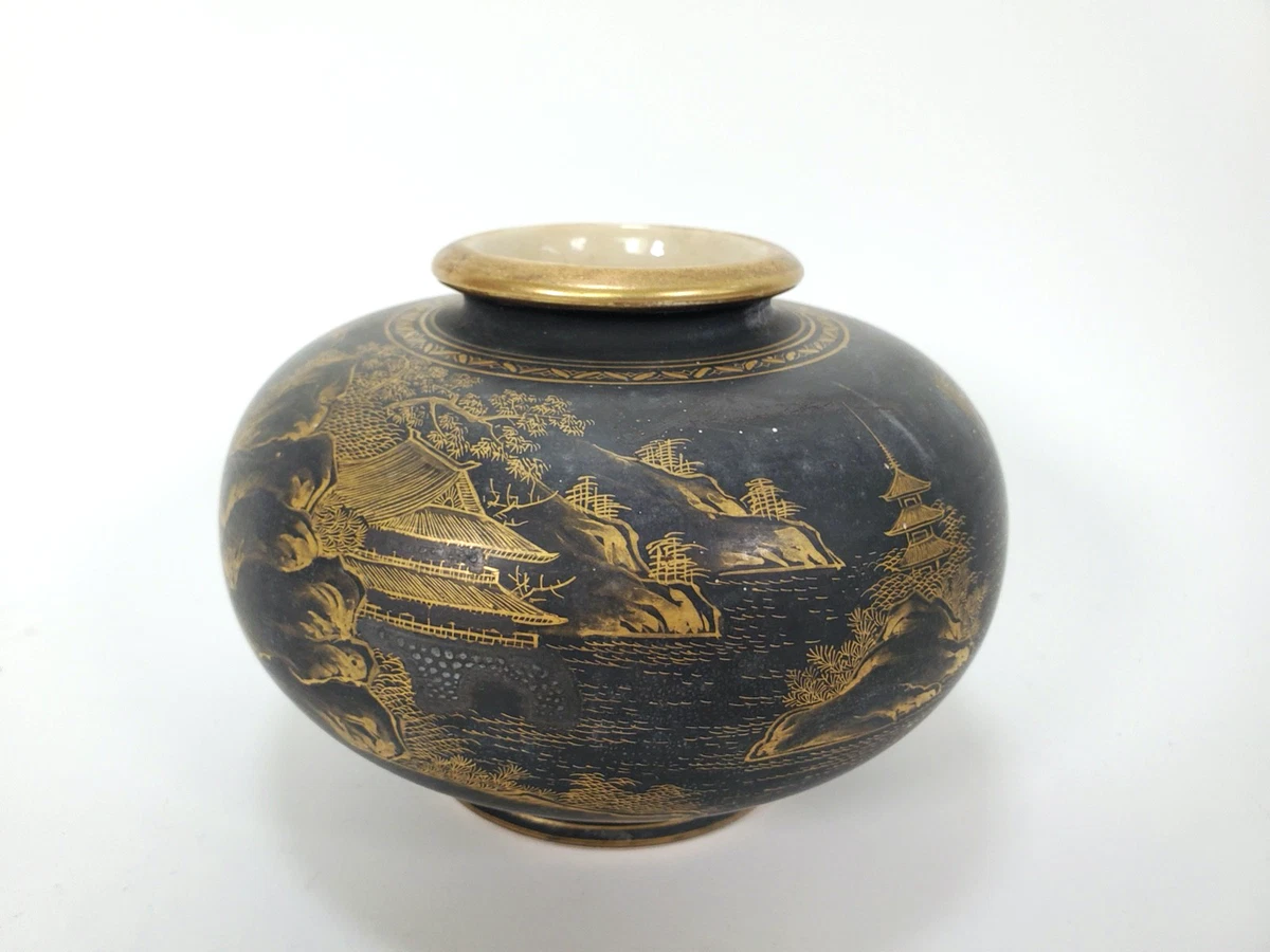 陶瓷黑色日本古董花瓶| eBay