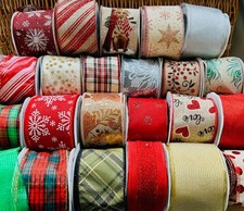 Wired Seasonal Ribbon Choice of Designs  Priced BY THE METRE