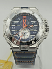 Invicta Mens 56mm RACING DOWNFORCE Quartz ORANGE BUE Dial BlueTone 200m Watch