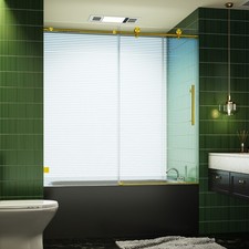 56-60"W*60"H Single Sliding Shower Doors , 5/16"Tempered Glass,Brushed Gold