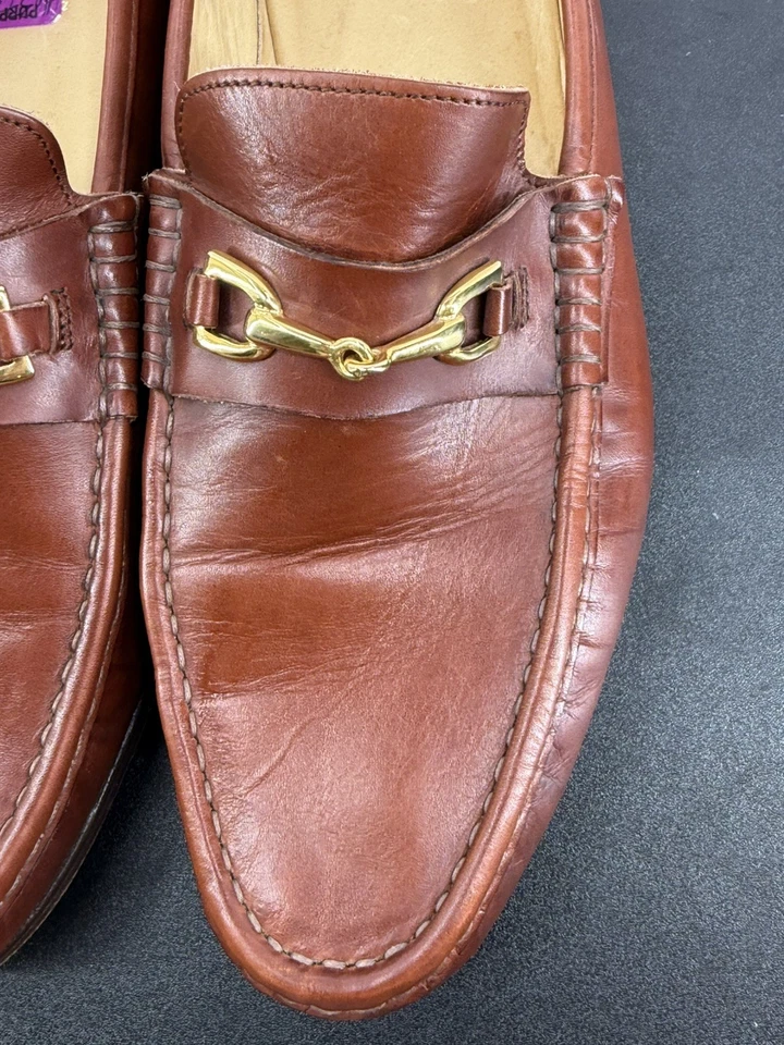 Mocasines CLÁSICOS Bruno Magli Marrón Caramelo Talla 12M Bolonia Italia Foto 3 de 4
