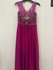 Pink Paparazzi Couture Purple Beaded Lace Sleeveless Long Gown PROM PAGEANT