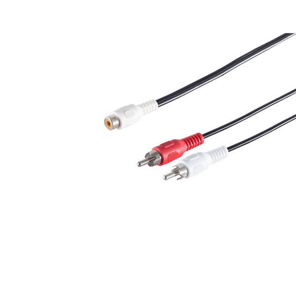 Cinch Y-Kabel Audio Adapterkabel 1 Kupplung Zu 2 Stecker Rundkabel 0,2M Schwarz-image