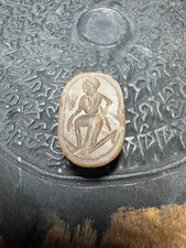 Carved Scarab Beetle Seal – Egyptian Style Scarab with Kneeling Figure Engravin