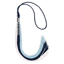 Endea Graduation Navy Blue/Light Blue/White Tassel with Silver Stacked Date Drop
