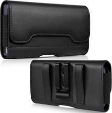 ACCKUO Leather Phone Holster with Strong Metal Belt Clip and Card Holder Compati