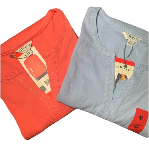 NWT 2 Pack Orvis Womens Pima Cotton V Neck Tunic Shirts 3/4 Sleeve Size Medium