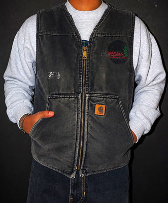 Carhartt Sandstone Sherpa Lined Full Zip Work Vest Black Men s M