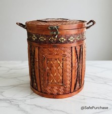 Mid 20th Century Chinese Rattan Wedding Basket Picnic Basket Wicker Vintage Box