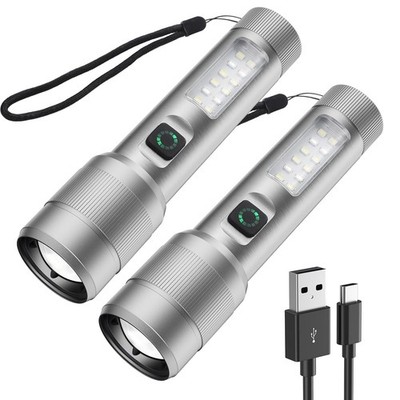 2 Pack Flashlight High Lumens Rechargeable, 5000 Lumen Super Bright Led Flash...