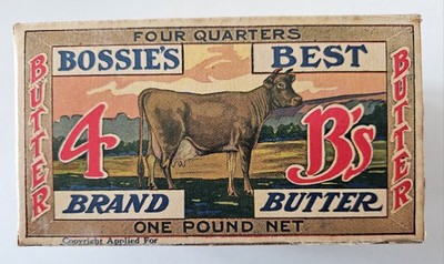 Vintage 1920s Bossie s Best Butter Box  + 10 Wrappers Aberdeen AL. Unused