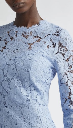 NWT Dolce&Gabbana Size 50 (US 14) Blue Long Sleeve Cordonetto Lace Sheath Dress - Picture 4 of 12