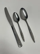 Lot 2 Teaspoons 1 Knife Radiant Rose Superior Stainless USA Floral Silverware