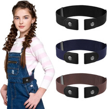 3 PCS No Buckle Stretch Belts for Toddler, 3 Colors No Buckle Belt for Kids Adju