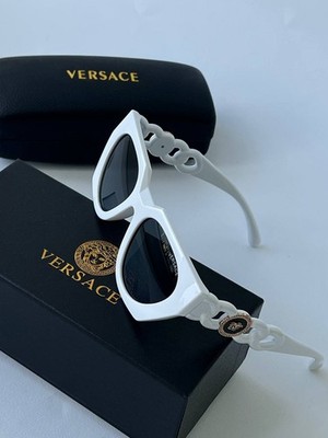 Versace white Frame Black Lens with silver metal medusa  Sunglasses VE2299 Sunglasses - Versace Authorized Retailer | coolframes  main image 4