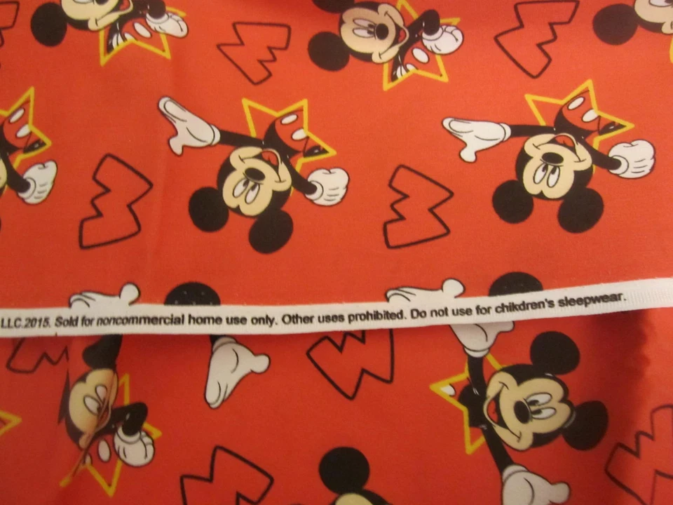 Springs Creative Fabric Disney Mickey and Stars on Red 2 Pieces 1 yd & 17' X 44 - Image 3 of 4