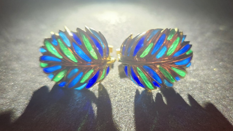 Rare Plique A Jour Enamel Cufflinks 18k