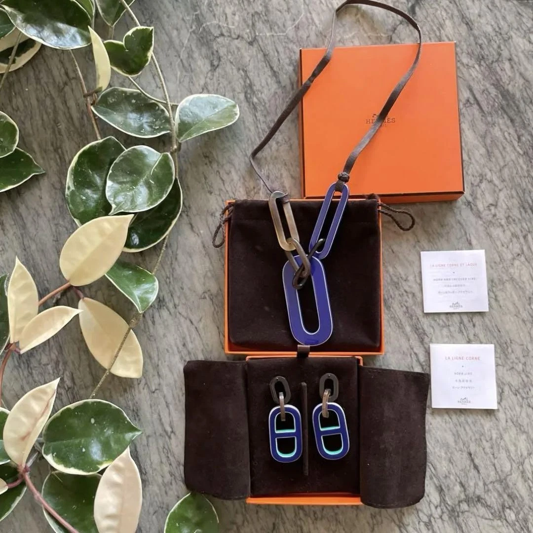 HERMÈS Set collana orecchini bufalo Hermes ottimo usato senzala s 7m cm 12 cmu