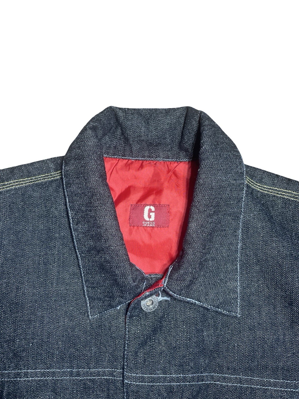 Vintage Y2K Guess Jeans Reversible Denim Jacket Large Red Nylon image 4