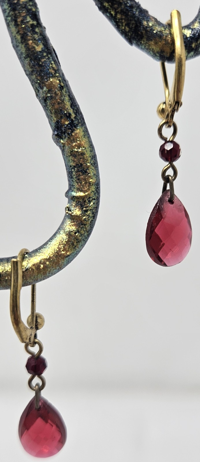 Faceted Red Dangle Drop Earrings - image 2