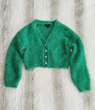 Art Class Green Cropped Girls Cardigan