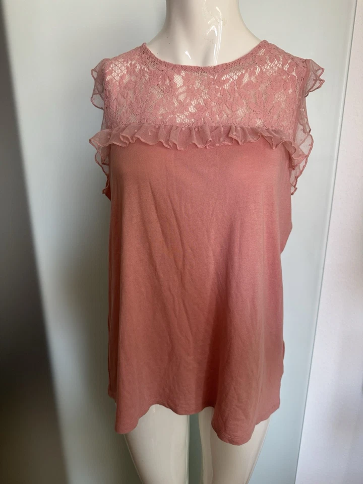 Bluse Shirt Mit Spitze Rüschen Gr 40 42 L Von Laura Torelli - Bild 1 von 4