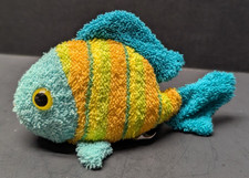 RUSS BERRIE Terrycloth Colorful Striped Fish Tropical Toy Bean Bag Plush 8"