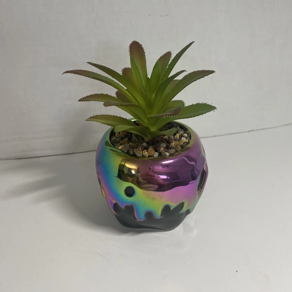 Mini maceta de cerámica con suculenta artificial con manzana venenosa de villanos de Disney Foto 4 de 4