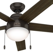 Hunter Fan 52 in Contemporary Premier Bronze Ceiling Fan w Light and Pull Chain