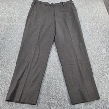 Kirkland Signature Wool Mens Dress Pants Charcoal Houndstooth Flat Front Size 36