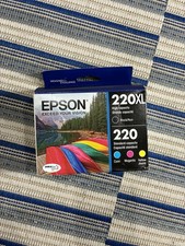 Genuine Epson 220XL Black 220 Color Ink 4-Pack T220XL-BCS OEM New Sealed