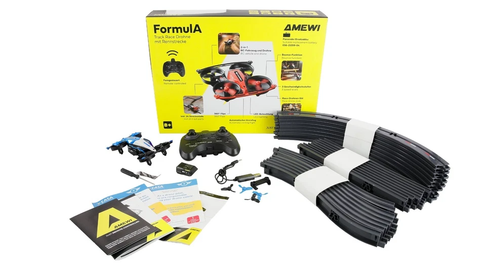 FORMULA TRACK RACE DROHNE MIT RENNSTRECKE BLAU mit 4 Spiele Modus AMEWI 25360 - Bild 2 von 4