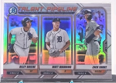 2021 Bowman Chrome Silver Refractor Talent Pipeline Riley Greene Manning Short