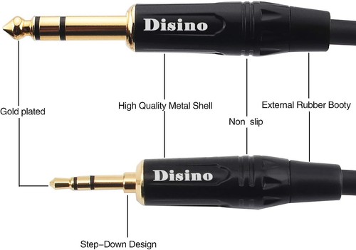 1/8 Inch TRS Stereo to Dual 1/4 inch TS Mono Y-Splitter Cable 3.5mm Aux Mini ... - Picture 6 of 8