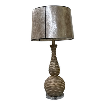 Gold Raised Texture Table Lamp Custom Shade 39.5'' H Excellent Used Condition
