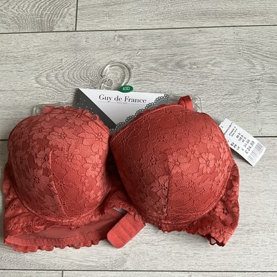 Guy De France Bra Lingerie dark coral  Lace Underwired 40D-new RRP35