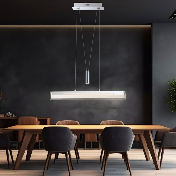 Zugpendelleuchte HäNgelampe Esszimmerleuchte Led HöHenverstellbar Chrom Glas-image