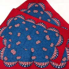 Vintage patriotic heart bunting red white blue print 3 bandana fabric squares
