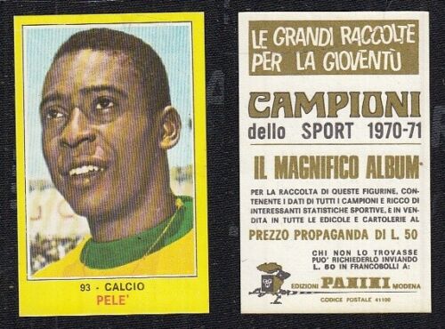 SOCCER CARD - PANINI - CAMPIONI SPORT 1970/71 - PELE' - 93 - MINT RARE - Afbeelding 1 van 1