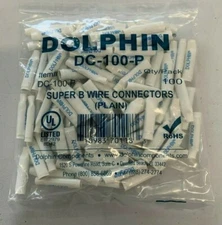 100 Pieces Dolphin DC-100P NEW WHITE Super B Wire Connectors (Plain) 