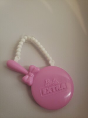 Barbie EXTRA Doll LARGE PINK MIRROR SHAPED PURSE, WHITE PEARL CHAIN