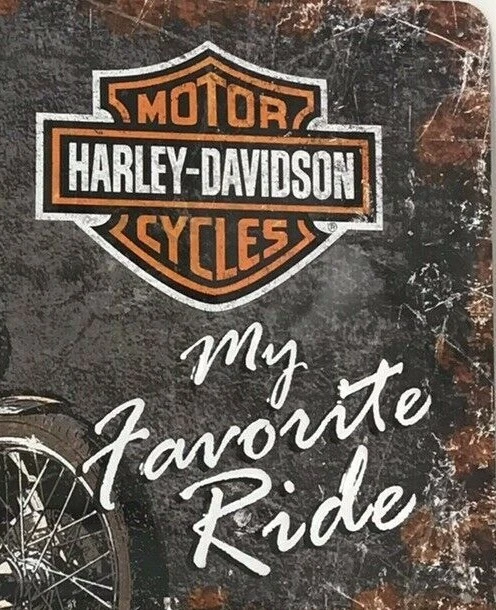 Harley Davidson ~ My Favourite Ride Tin Metal Embossed Sign 30 X 20 CM Licensed