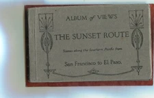SPRR-SUNSET ROUTE SF to EL PASO 14 POSTCARD BOOKLET no NM Texas vus w YUMA DEPOT
