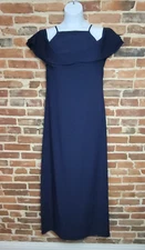 Marina Navy Blue Off Shoulder Maxi Dress Size 14 Elegant Evening Formal Gown