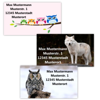 40 Adressetiketten Adressaufkleber, oder 10 Visitenkarten - Motiv ''Waldbewohner''