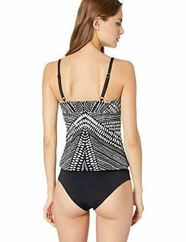 Camiseta Tankini Kenneth Cole Cuello Alto Cerradura Halter Abdomen Tónico Tú eliges Foto 3 de 3