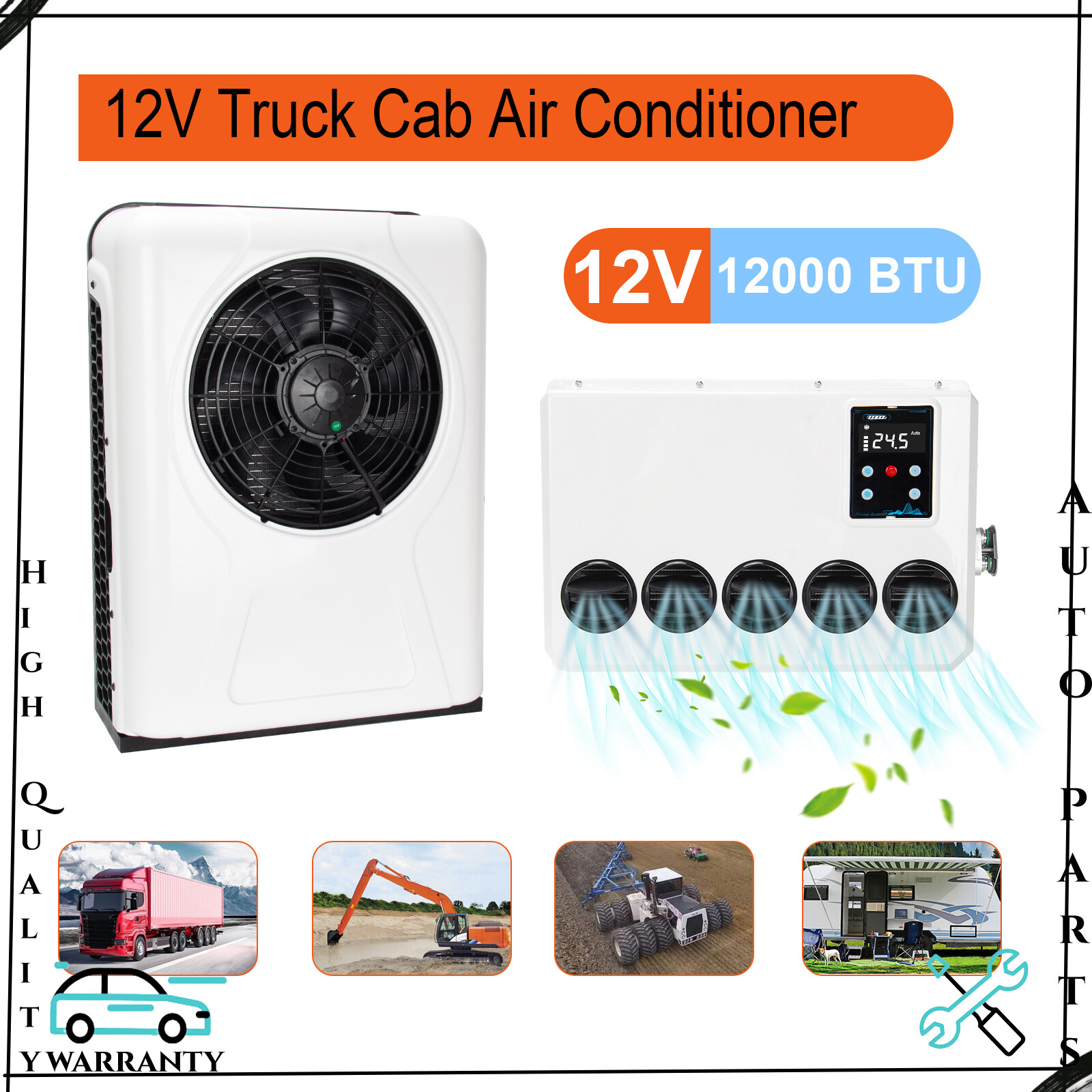 12V 12000 BTU Truck RV Bus Split AC Unit for Cab or Caravan  